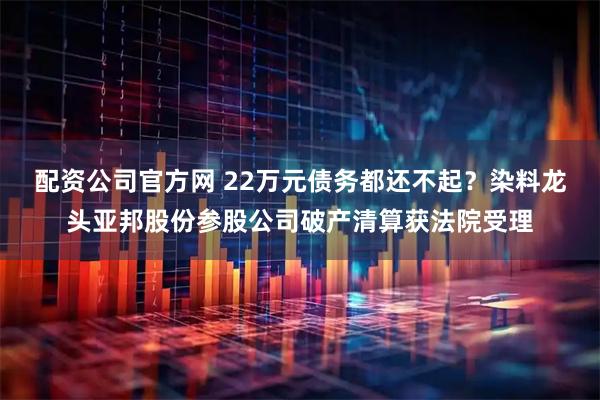 配资公司官方网 22万元债务都还不起？染料龙头亚邦股份参股公司破产清算获法院受理